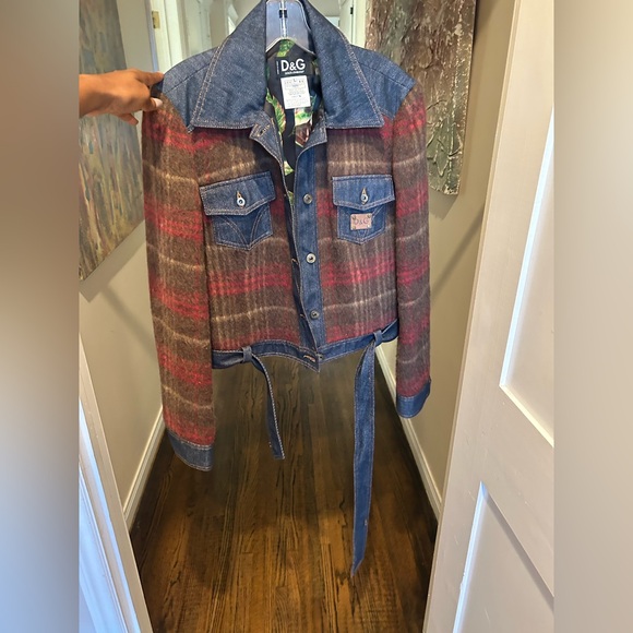 D&G Red and Brown Plaid Denim Jacket - Picture 3 of 5